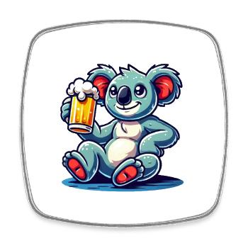 koalabär bier comic - Viereckiger Kühlschrankmagnet - Weiß - Vorne