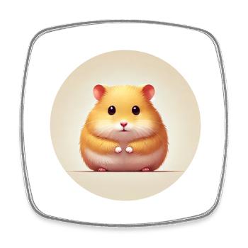Hamster - Magnet carré - blanc - Devant
