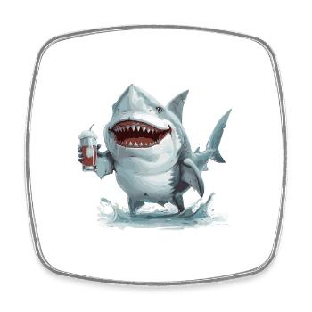 Shark Beer Funny - Square fridge magnet - white - Front