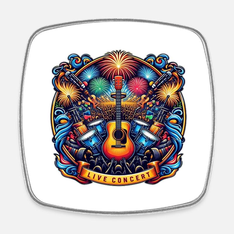 Live Concert Logo - Square fridge magnet - white