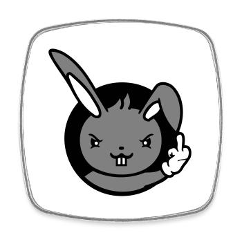 Bunny Middle Finger Show Nasty Naughty Insulting - Square fridge magnet - white - Front