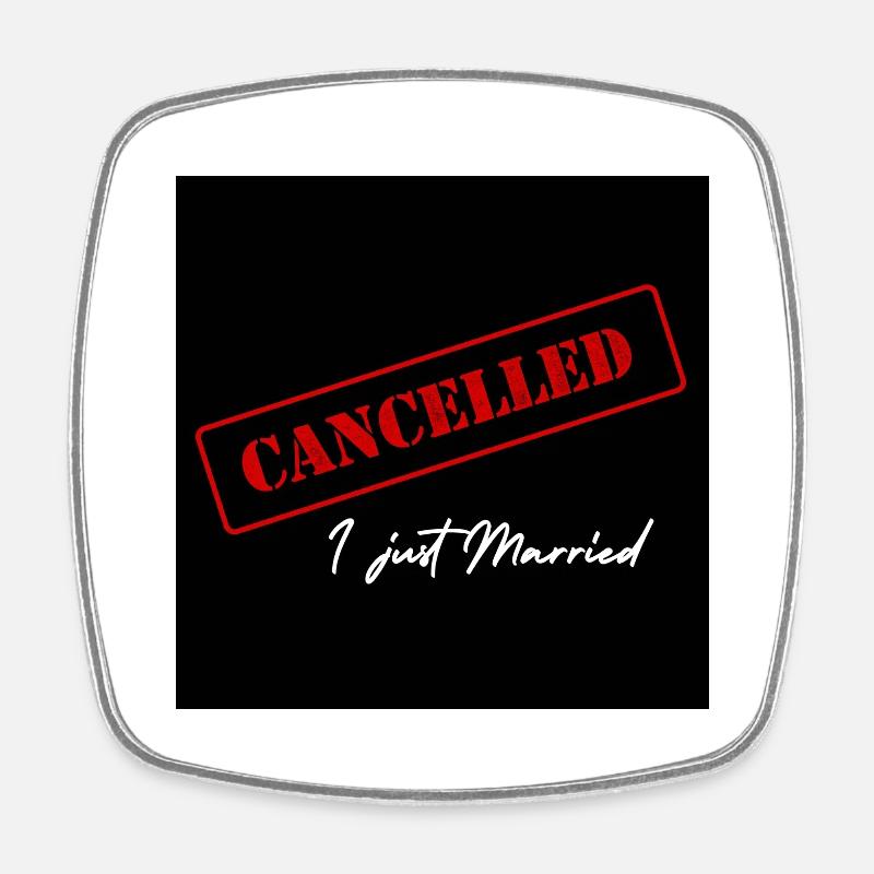 I married - Square fridge magnet - white