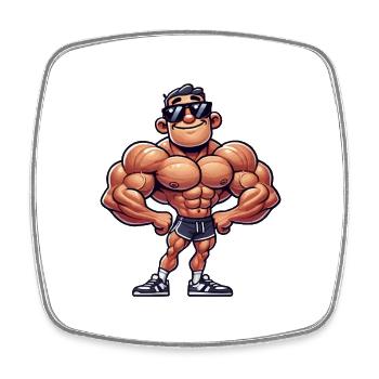 bodybuilder cool - Viereckiger Kühlschrankmagnet - Weiß - Vorne