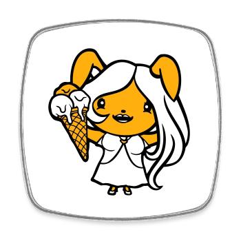 Bunny Eats Cream Waffle Cream Yummy Girl Woman - Square fridge magnet - white - Front