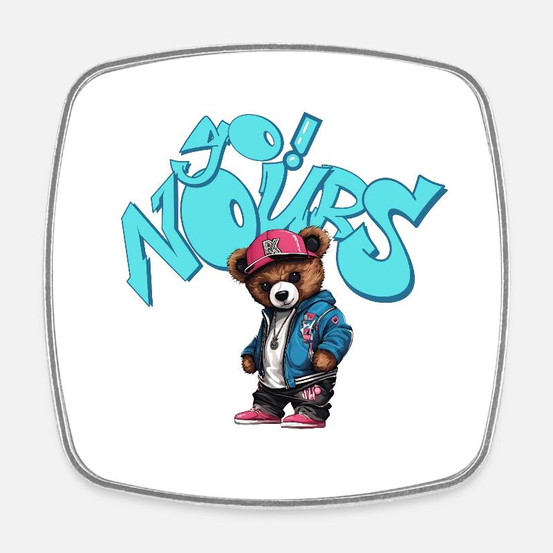 Yo! Nours 2 - Magnet carré - blanc