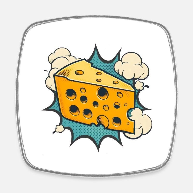 Cheese - Square fridge magnet - white