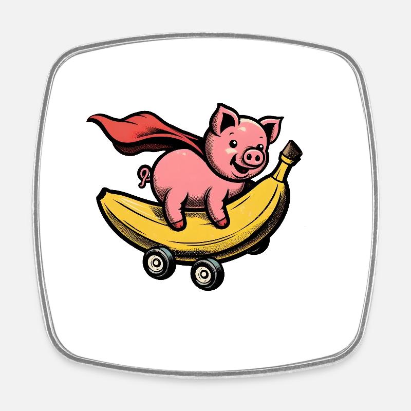 cochon - Magnet carré - blanc