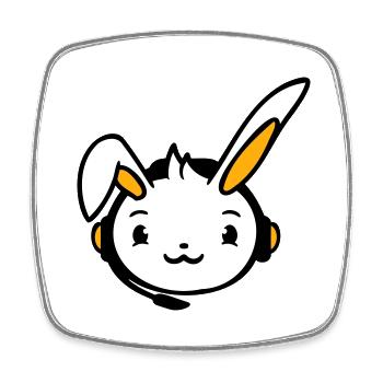 Bunny Plays Console Headset Gamer Nerd Headphones - Square fridge magnet - white - Front