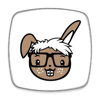 Hase Nerd Geek Hornbrille Schlau Freak Intelligent - Viereckiger Kühlschrankmagnet - Weiß - Vorne