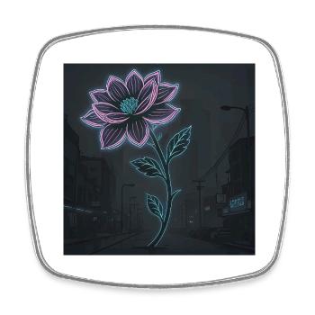 Neonblume in urbaner Dunkelheit - Viereckiger Kühlschrankmagnet - Weiß - Vorne