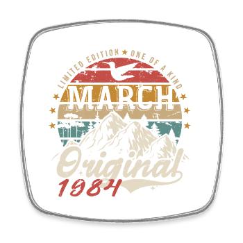 Awesome Since March 1984 | Birthday March 1984 - Square fridge magnet - white - Front