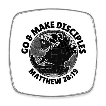 Go & Make Disciples – Matthew 28:19 - Square fridge magnet - white - Front