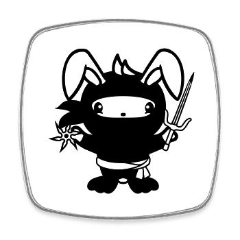 Bunny Ninja Star Fighter Japanese Assassin - Square fridge magnet - white - Front