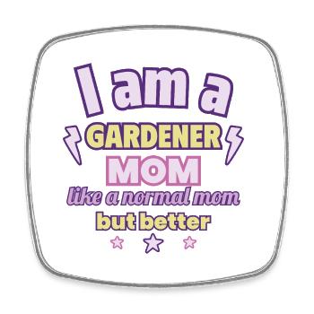 Jardinier Maman, Cadeau de Fête des Mères, Jardin - Magnet carré - blanc - Devant