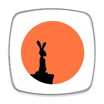 Rabbit Moon Cliff Mountain Night Round Sun Peeps Stands - Square fridge magnet - white - Front