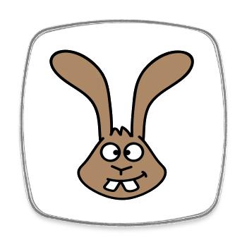 Hase guckt schielt Grimasse lustig albern lächeln - Viereckiger Kühlschrankmagnet - Weiß - Vorne