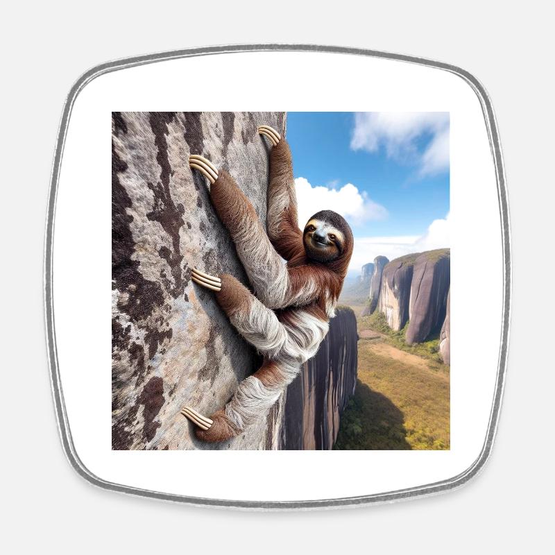 Sloth Wanderer FreeClimber - Magnet carré - blanc