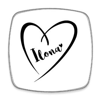 Ilona nom prénom dans le cadre du coeur - Magnet carré - blanc - Devant