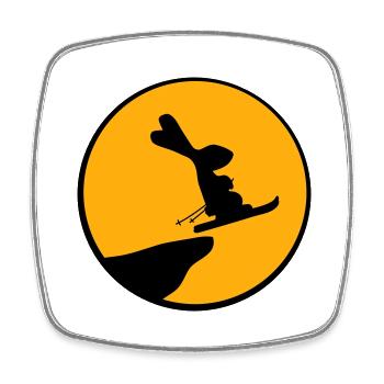 Bunny Moon Ski Bunny Jump Cliff Skiing Night - Square fridge magnet - white - Front