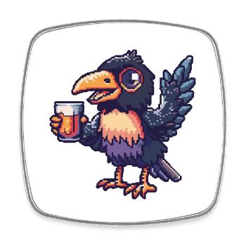 Bière Raven Crow Pixel - Magnet carré - blanc - Devant