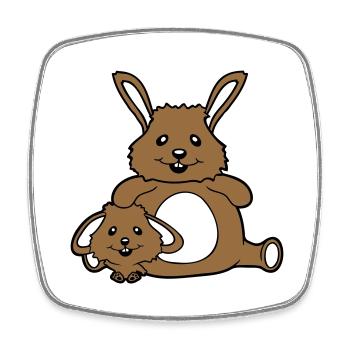 2 Bunnies Child Dad Mom Sweet Two Big Small Fat - Square fridge magnet - white - Front
