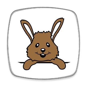Hase Brusttasche Hemdtasche Tasche unterwegs lacht - Viereckiger Kühlschrankmagnet - Weiß - Vorne