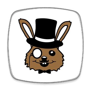 Sir Bunny Monocle Glasses Beard Top Hat Mr. Mr. - Square fridge magnet - white - Front
