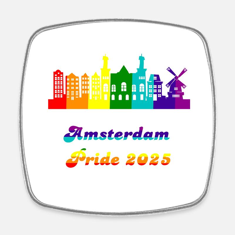 Pride 2025 Amsterdam - Square fridge magnet - white
