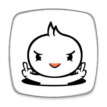 Bird Evil Bottom Hole Middle Finger Show Bad Boy - Square fridge magnet - white - Front