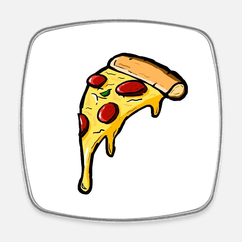 pizza - Magnet carré - blanc