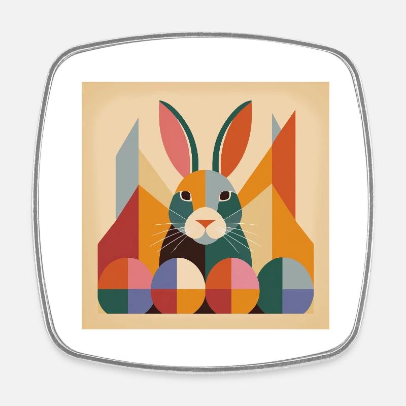 Easter Bunny No.09 - Square fridge magnet - white