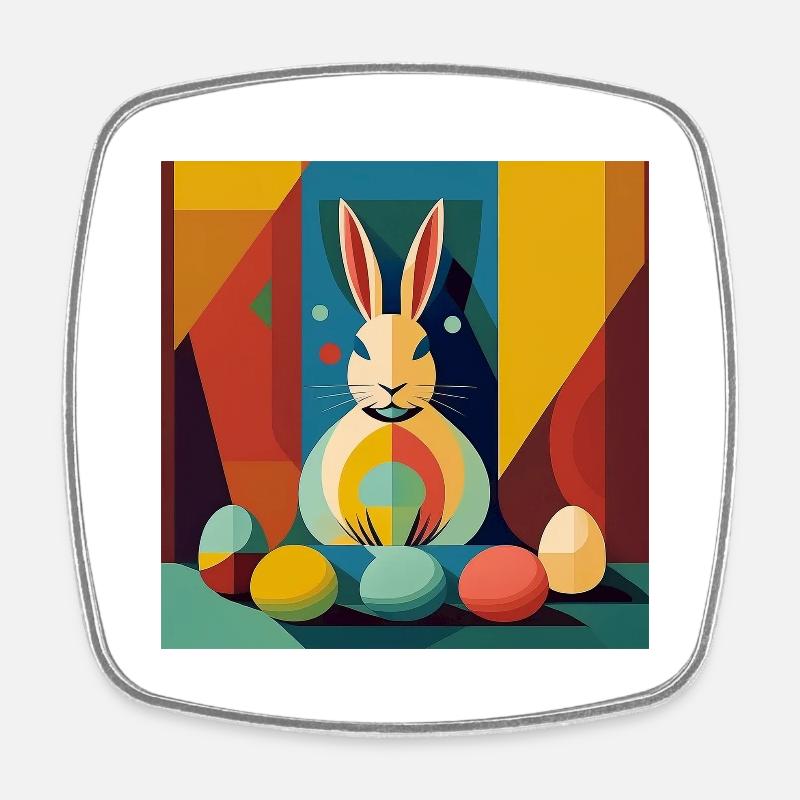 Easter Bunny No.01 - Square fridge magnet - white