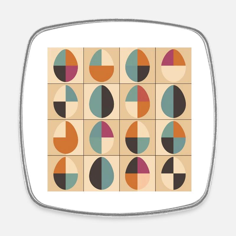 Easter Eggs Design No.04 - Square fridge magnet - white