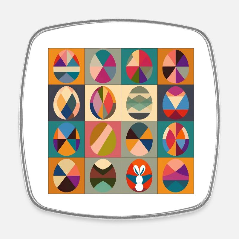 Easter Eggs Design No.12 - Square fridge magnet - white