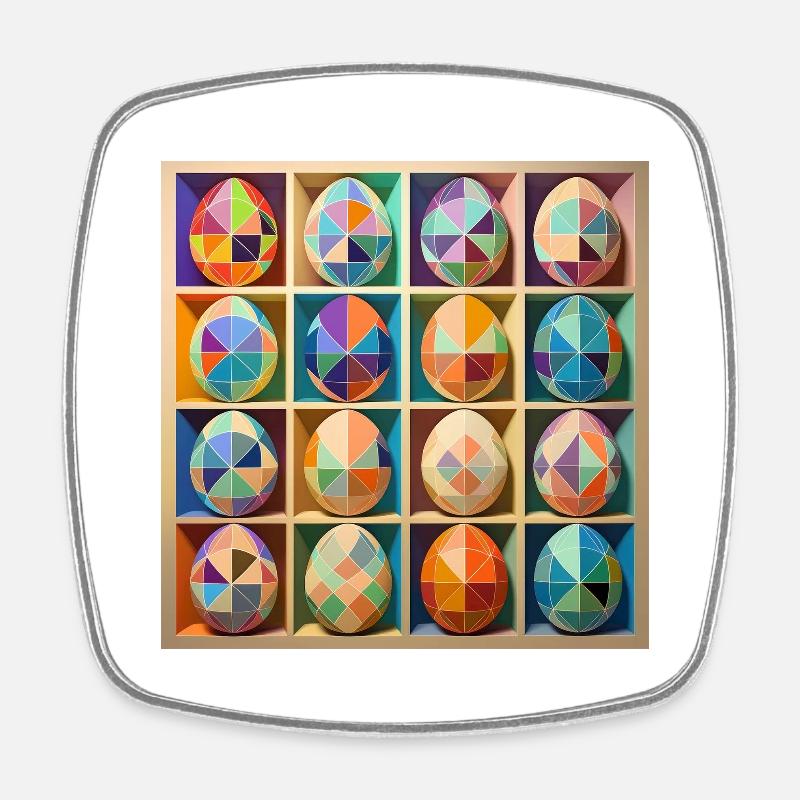 Easter Eggs Design No.10 - Square fridge magnet - white