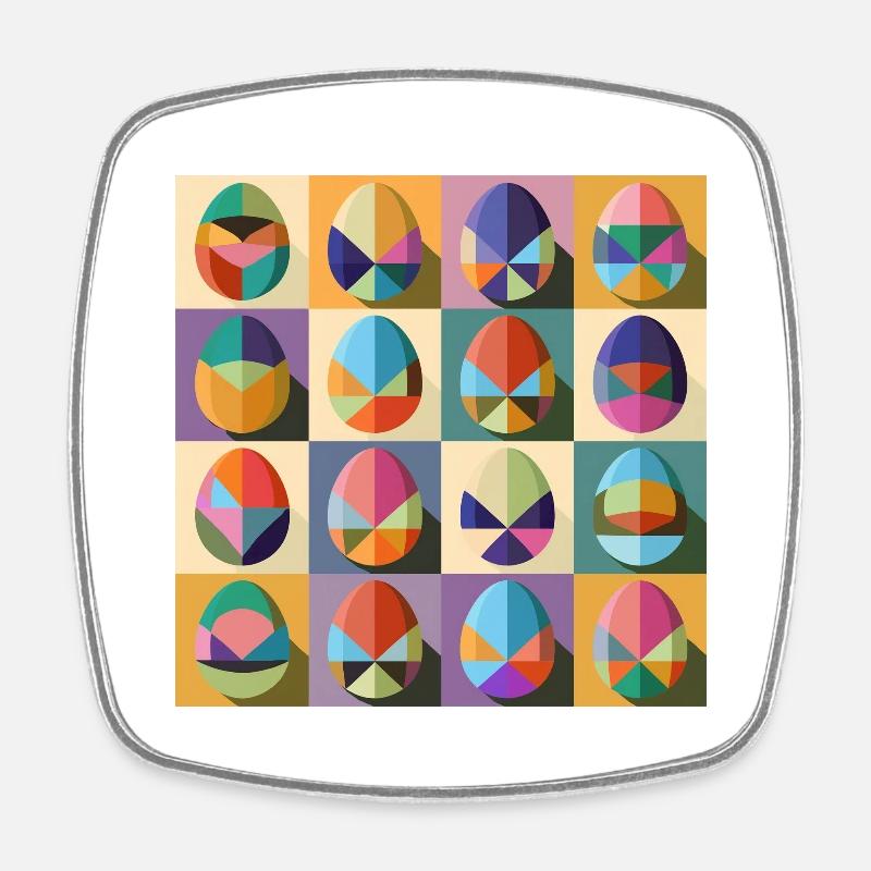Easter Eggs Design No.11 - Square fridge magnet - white
