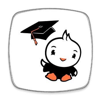 Bird Graduation College Graduation Hat School - Square fridge magnet - white - Front