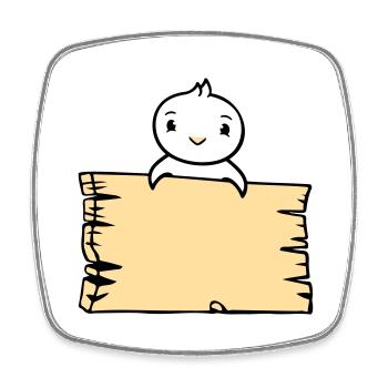 Bird Sitting on Wooden Sign Text Sign Frame Cute - Square fridge magnet - white - Front