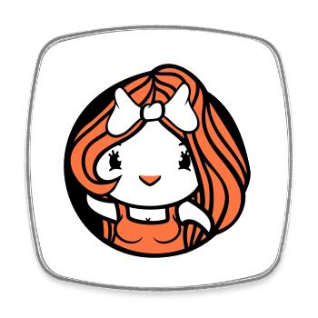 Bird Lady Woman Female Pretty Dress Bow - Square fridge magnet - white - Front