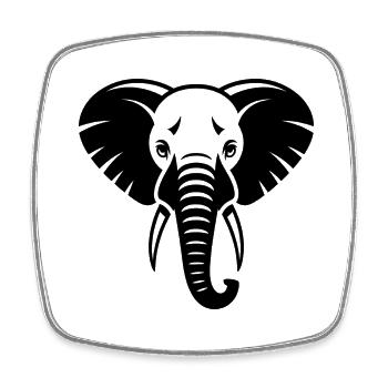 elephant - Magnet carré - blanc - Devant