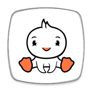 Bird sitting happy duck cute cute friendly - Square fridge magnet - white - Front