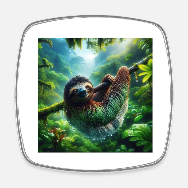 Sloth Wanderer Pura Vida - Square fridge magnet - white