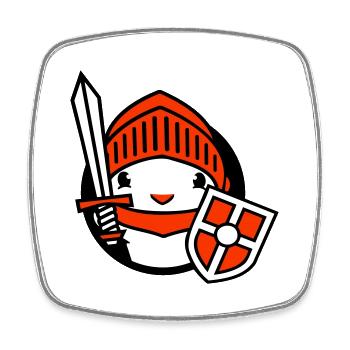 Ente Ritter Rüstung Schwert Schild Helm Kämpfer - Viereckiger Kühlschrankmagnet - Weiß - Vorne