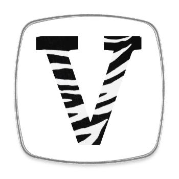 Buchstabe v zebra - Viereckiger Kühlschrankmagnet - Weiß - Vorne