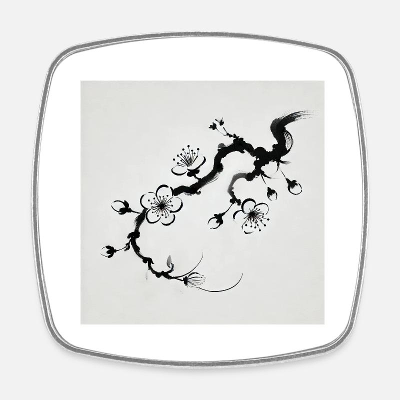 image minimaliste fleur de cerisier - Magnet carré - blanc