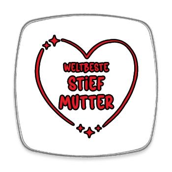 Weltbeste Stiefmutter Stiefmama Herz Bonus Mama - Viereckiger Kühlschrankmagnet - Weiß - Vorne