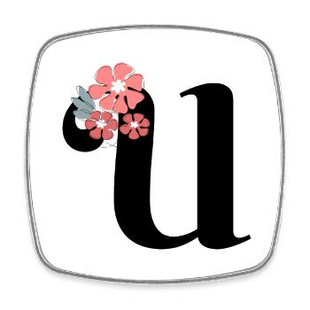 Letter u Minimalist Flowers - Square fridge magnet - white - Front