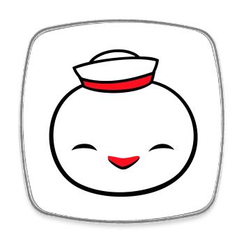 Canard Marin Marin Chapeau Marin Chapeau Happy - Magnet carré - blanc - Devant