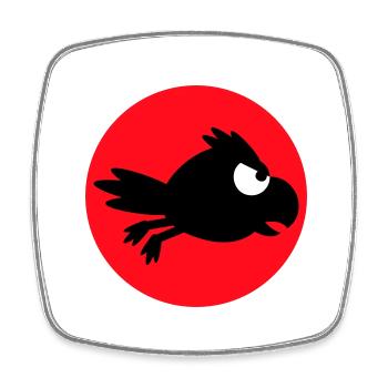 Rabe Vogel fliegt schnel lustig Comic Humor Logo - Viereckiger Kühlschrankmagnet - Weiß - Vorne