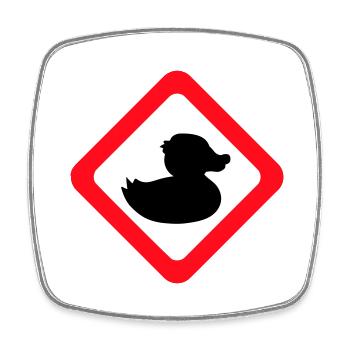 Canard Panneau Avertissement Attention Danger Prudence - Magnet carré - blanc - Devant